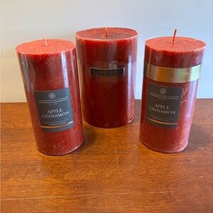 Scented Pillar Candles Apple Cinnamon and Juicy Apple. Set of 3 NWT